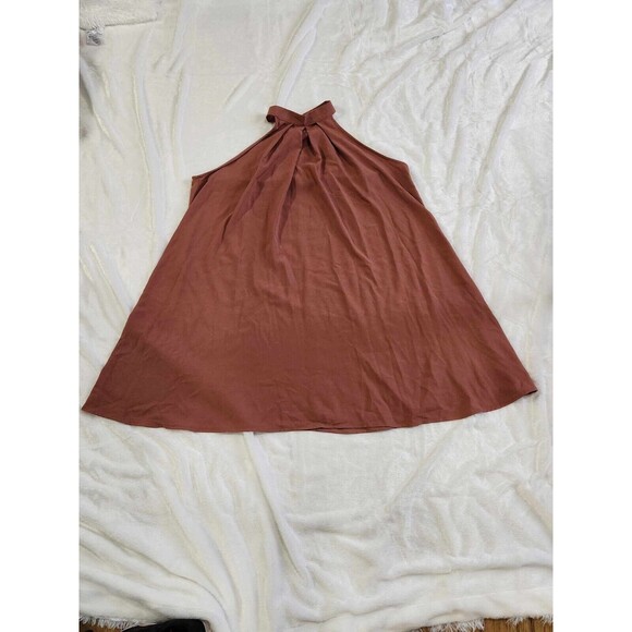 Halter Neck Midi Sleeveless Relaxed Loose Fit Flare Dress Rose Womens Size Large - Picture 1 of 7
